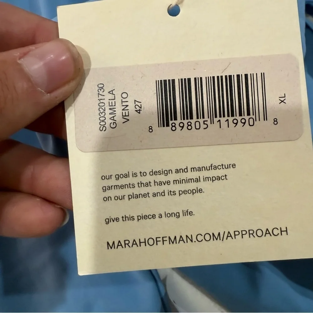 NWT Mara Hoffman One Piece Swim Gamela Front Tie in Vento Baby Blue